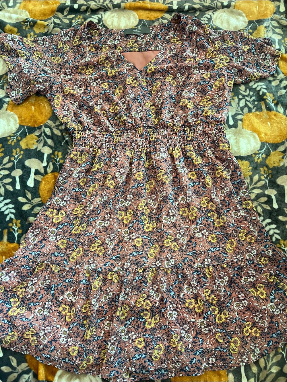 Berkley Jensen Floral Mini Dress - Rust Floral
